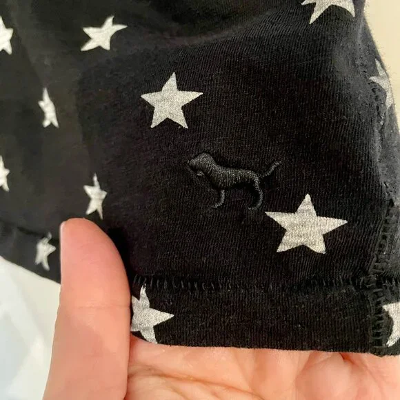 Cute Victoria's Secret Pink Black Distressed Gray Star Print Racerback Tank - Picture 4 of 5